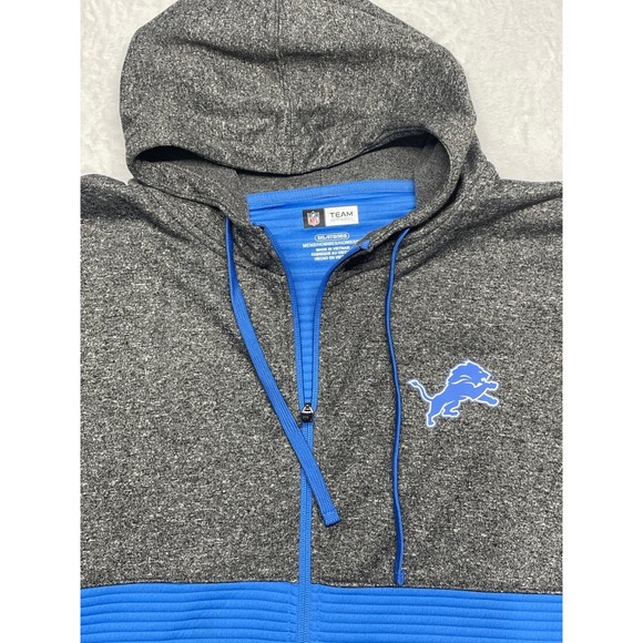 Detroit Lions NFL Hoodie Men's 3XL Heather Gray Blue Rare 2019 Style D2AG Sweats - Picture 3 of 5